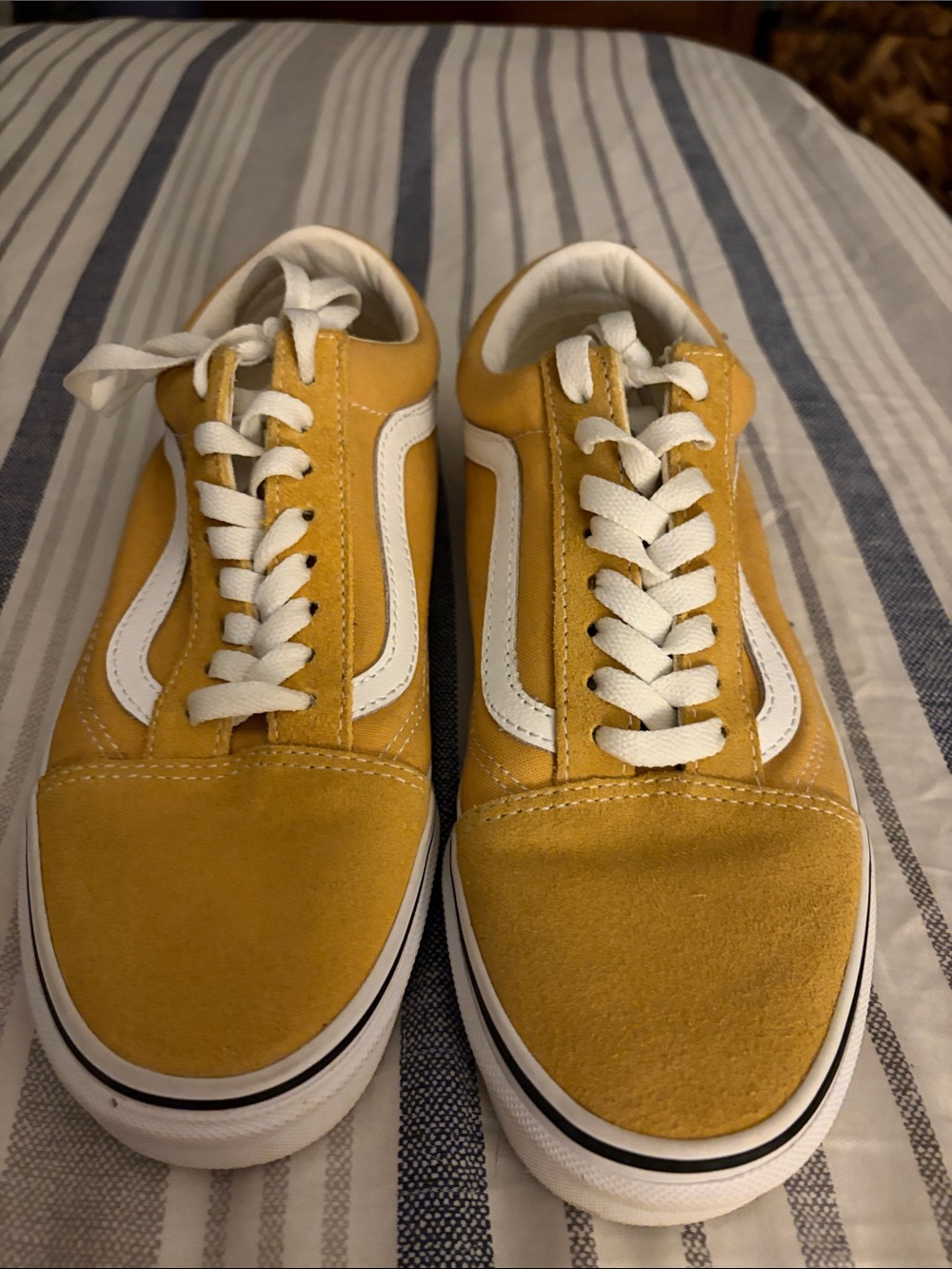 Vans Yellow Suede Old Skool Sneakers with White Stripe